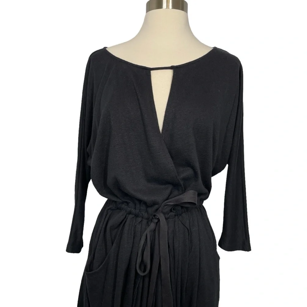 Free People Black Cut Out Tie Front Dress